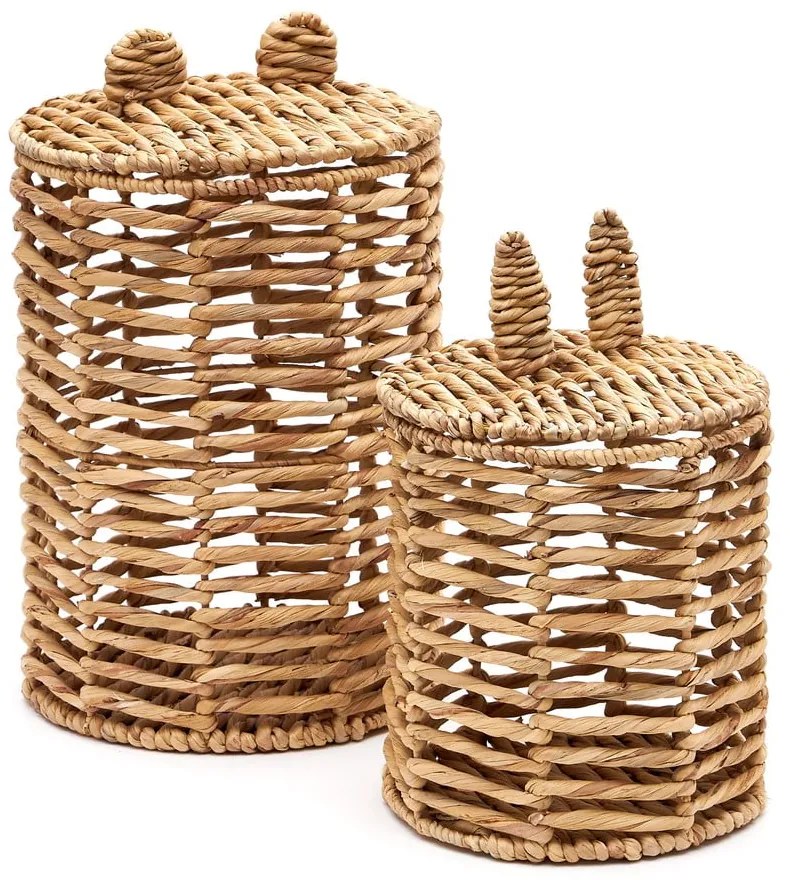 Natúr színű vízijácint játéktároló kosár szett 2 db-os ø 30x50 cm Venezia – Kave Home