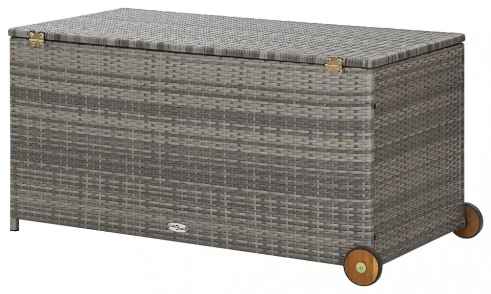 világosszürke polyrattan kerti tárolóláda 120 x 65 x 61 cm