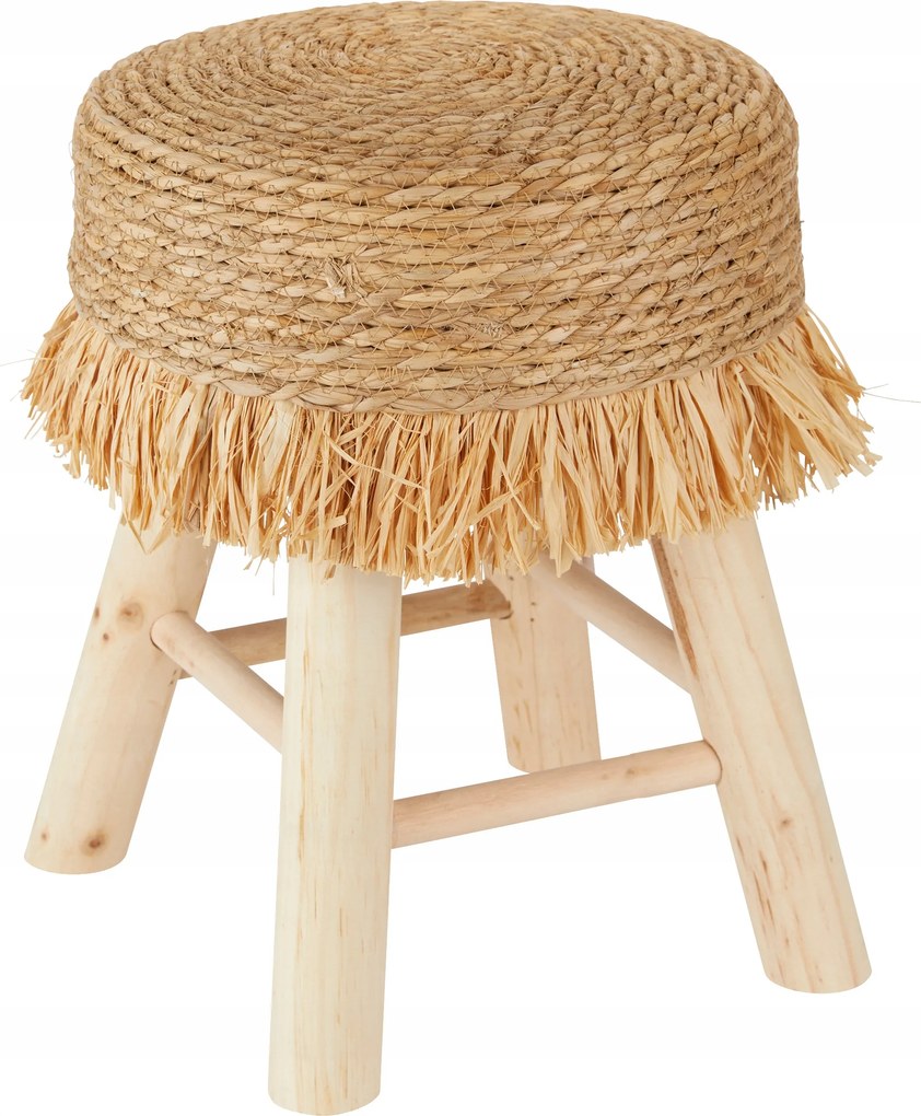 Zsámoly stílus boho bézs fa Gimpo szék kerek ülő lábtartó