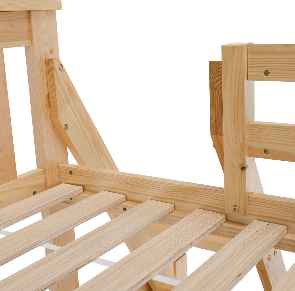 Kinyitható emeleteságy, természetes tűnyalábos fenyő, LUINI