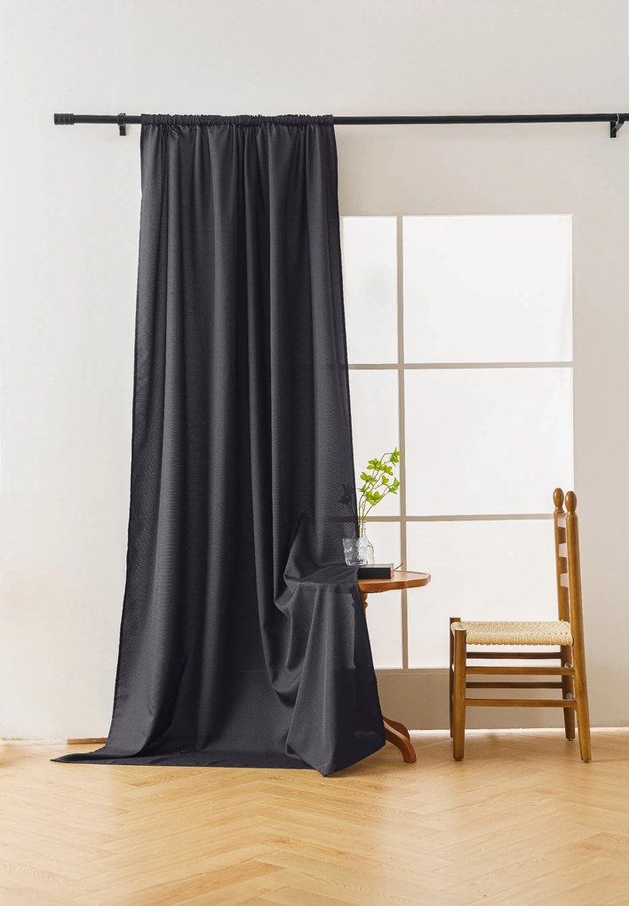 Függöny OXFORD LIGHT 140x250 cm, sötétszürke Felfüggesztés: Hullámos sínszalag
