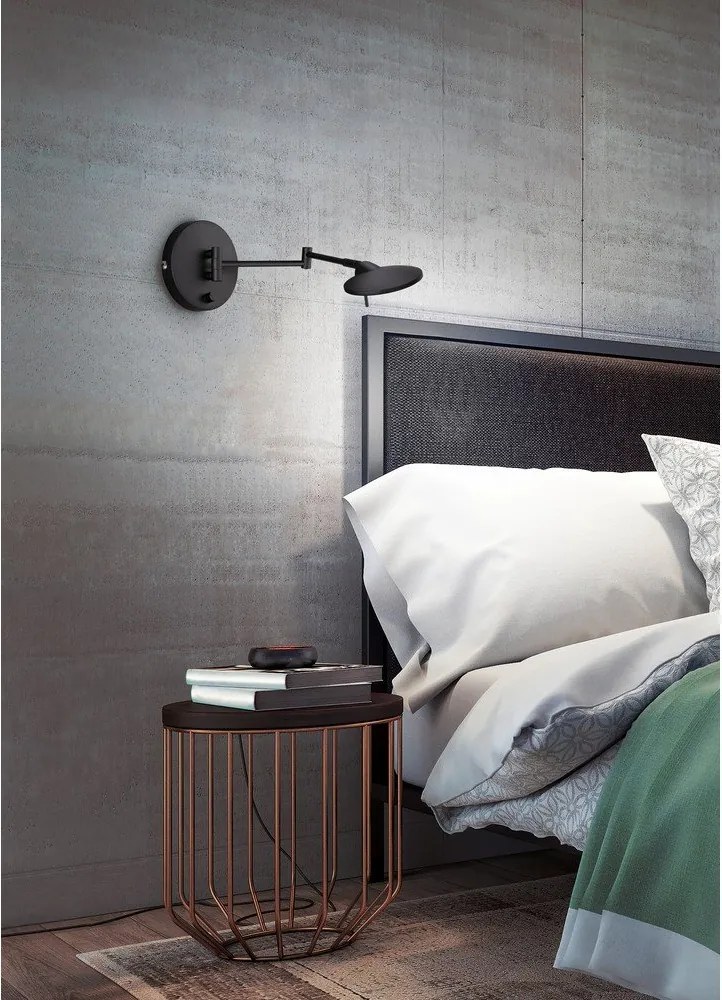 Matt fekete LED dimmelhető fali lámpa hajlítható szerkezettel Kazan – Trio