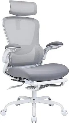 Főnöki szék, fejtámlával szövetborítás, hálós háttámla, Bilberry, fehér (BBSZV455)