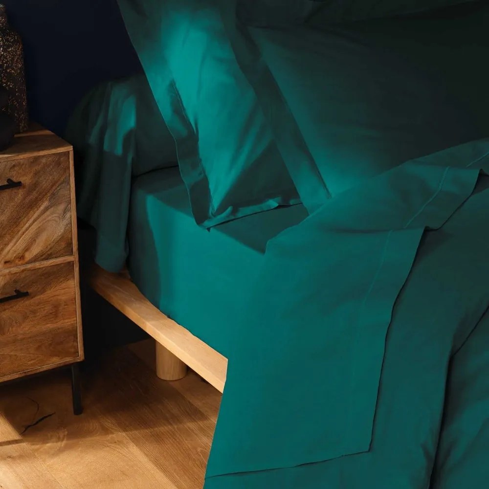 Sötétzöld pamut lepedő 180x290 cm Lina – douceur d'intérieur