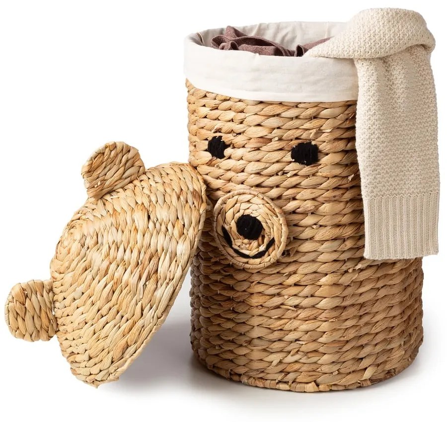 Natúr színű vízijácint játéktároló kosár ø 30x56 cm Bear – Compactor