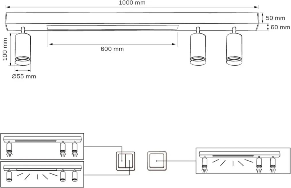 Polux PARIS 327390 Spotlámpa 1x24W/LED|3x10W/GU10 4000K 800lm IP20