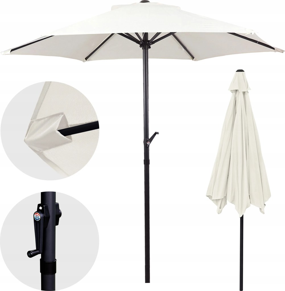 Összecsukható Nagy Kerti Napernyő Teraszra Erkély Csavarral Fehér 300Cm