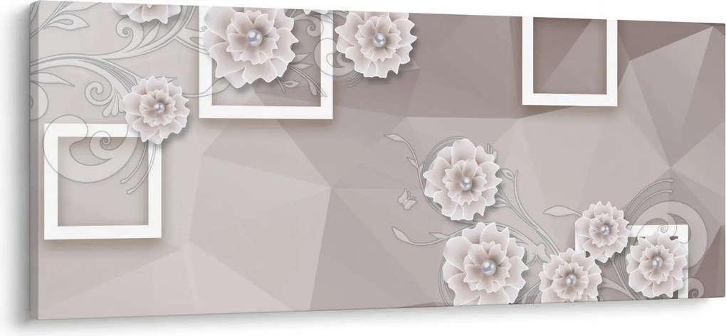 Kép bézs virágokkal (120x50 cm)