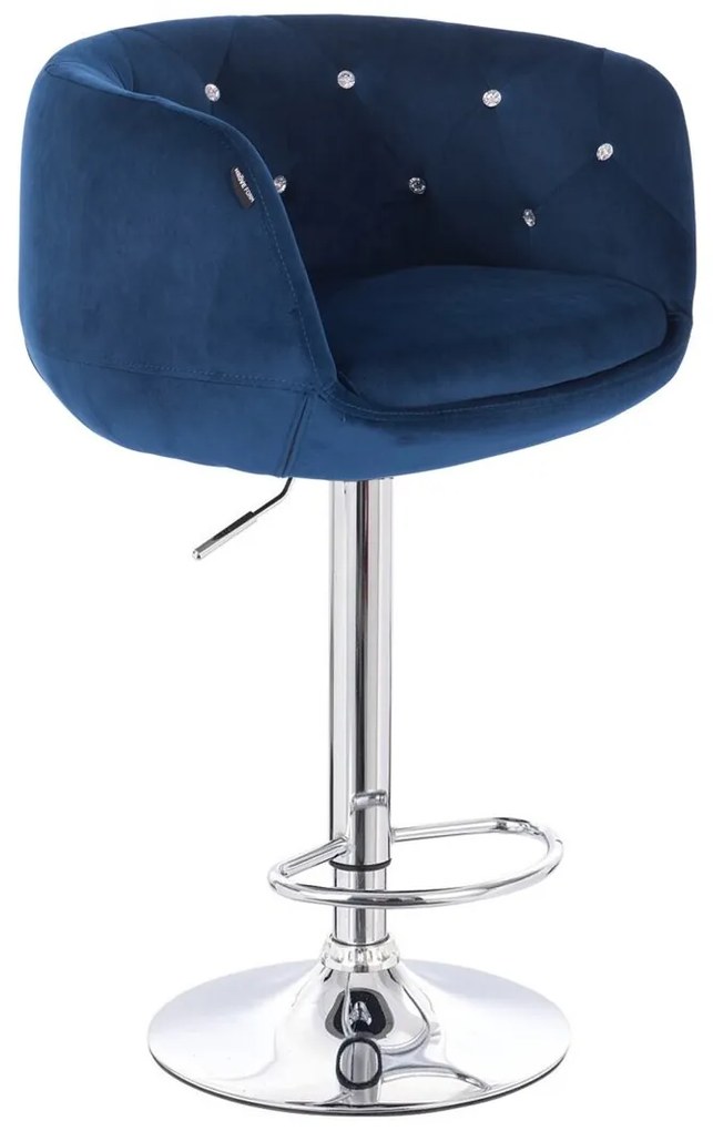 HR333CW Tengerkék modern velúr szék krómozott lábbal