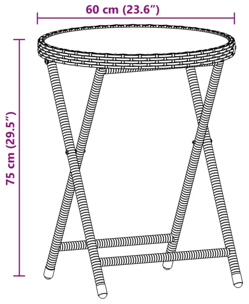 3 részes szürke polyrattan és akácfa bisztrószett párnákkal
