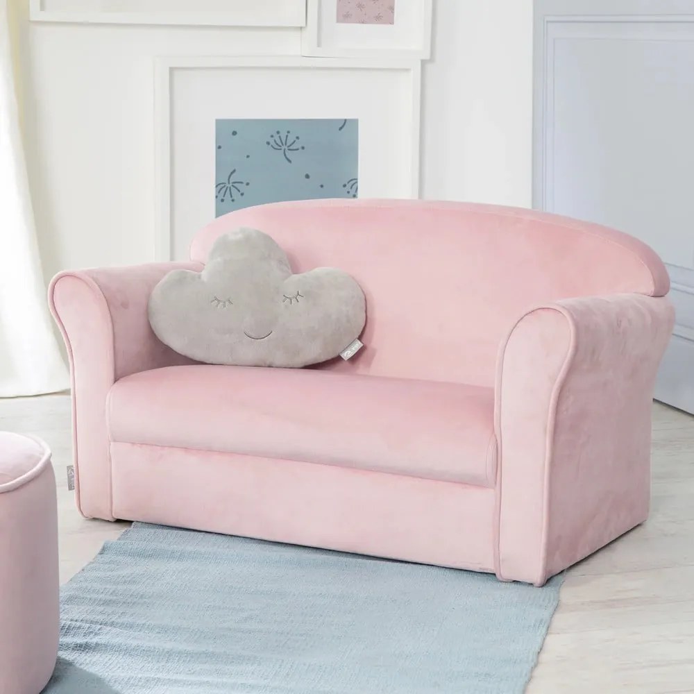 Világos rózsaszín bársony gyerek kanapé 78 cm Lil Sofa – Roba