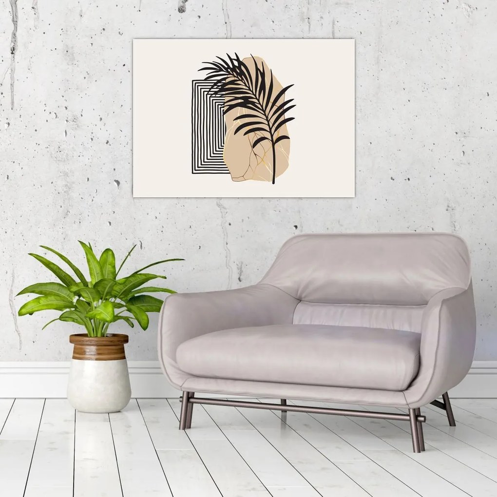 Üveg kép - Absztrakció trópusi levelekkel N⁰3 (70x50 cm)