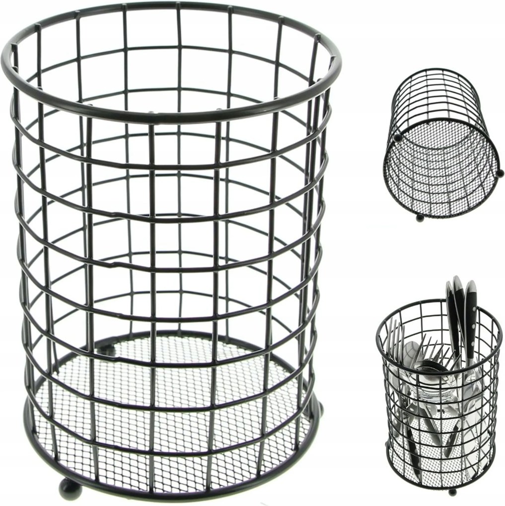 Oceikacz Evőeszköztartó Fém Kosár Fekete Acél Szervező