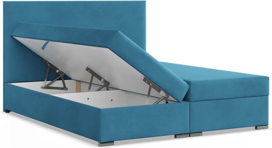 Agen ágy, bársony, 160 x 200, ágyneműtartóval, zöld