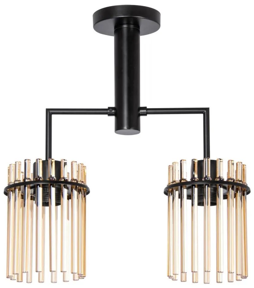 Csillár rúdon 2xE27/60W/230V fekete/füstös