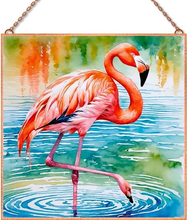 Flamingó 5 üvegkép, falikép