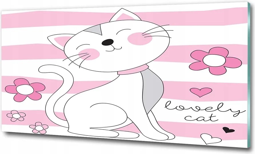 Fotó vászonkép edzett üveg Fehér macska 100x70