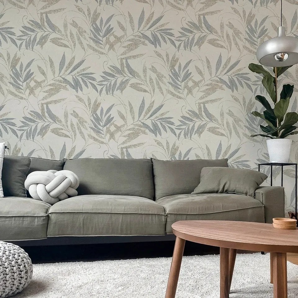 Arthouse Signature 1 Luxury Leaf bézs-szürke leveles vlies tapéta – 299300