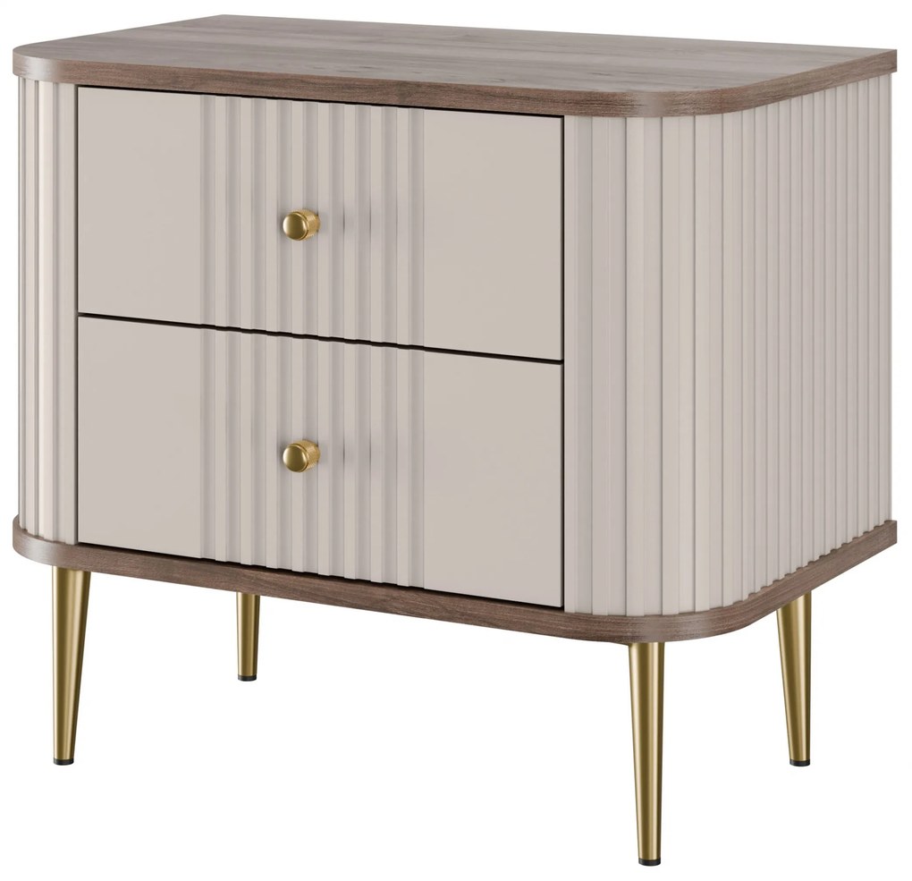 Vesper éjjeliszekrény szett 56 cm - kasmír / dió / arany lábak