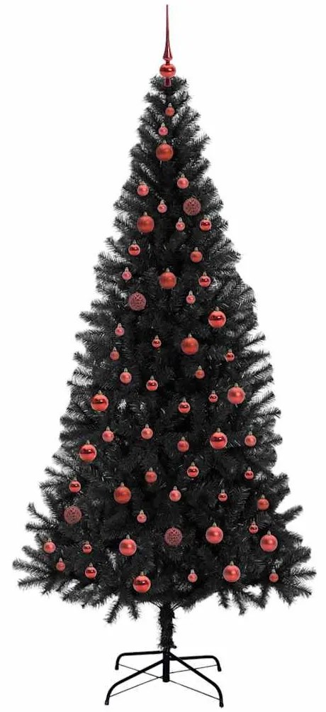 Karácsonyfa 300 LED-del állvánnyal Fekete 210 cm PVC