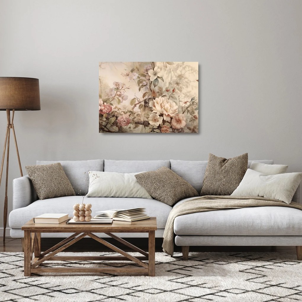 Üveg kép - Vintage madár festmény (70x50 cm)