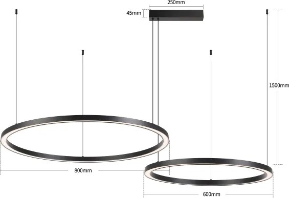 Brilagi - LED fényerőszabályozható kábeles csillár PORTOFINO LED/98W/230V fekete + távirányítóval