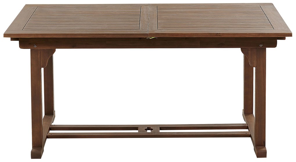 Sötétbarna akácfa kihúzható étkezőasztal 160 / 220 x 90 cm AMANTEA Beliani