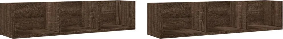 vidaXL 2 db barna tölgyszínű szerelt fa faliszekrény 75x18x16,5 cm