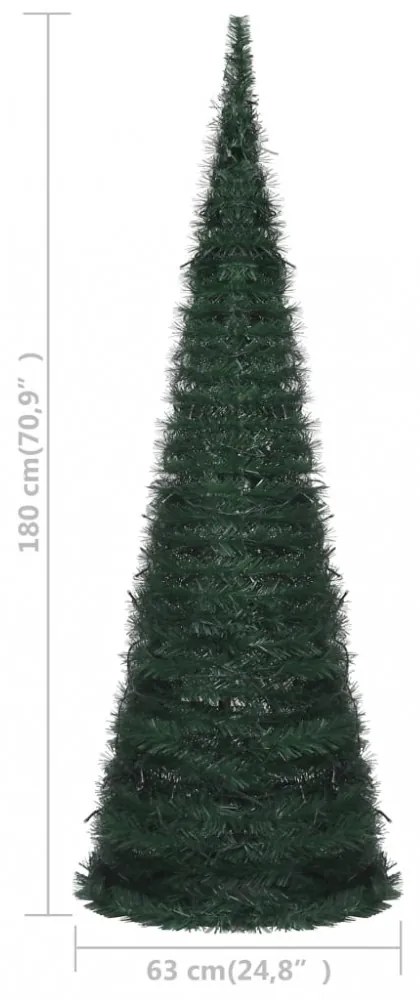 zöld elővilágított pop-up mű zsinórkarácsonyfa 180 cm