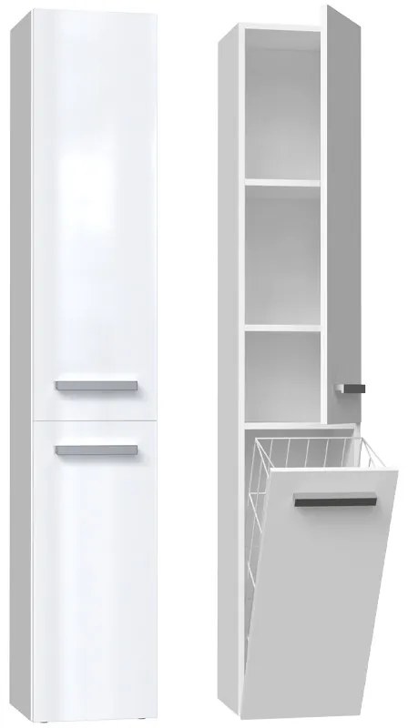 Thirassia Nel IV fürdőszoba szekrény, 31x174x30 cm, fényes fehér