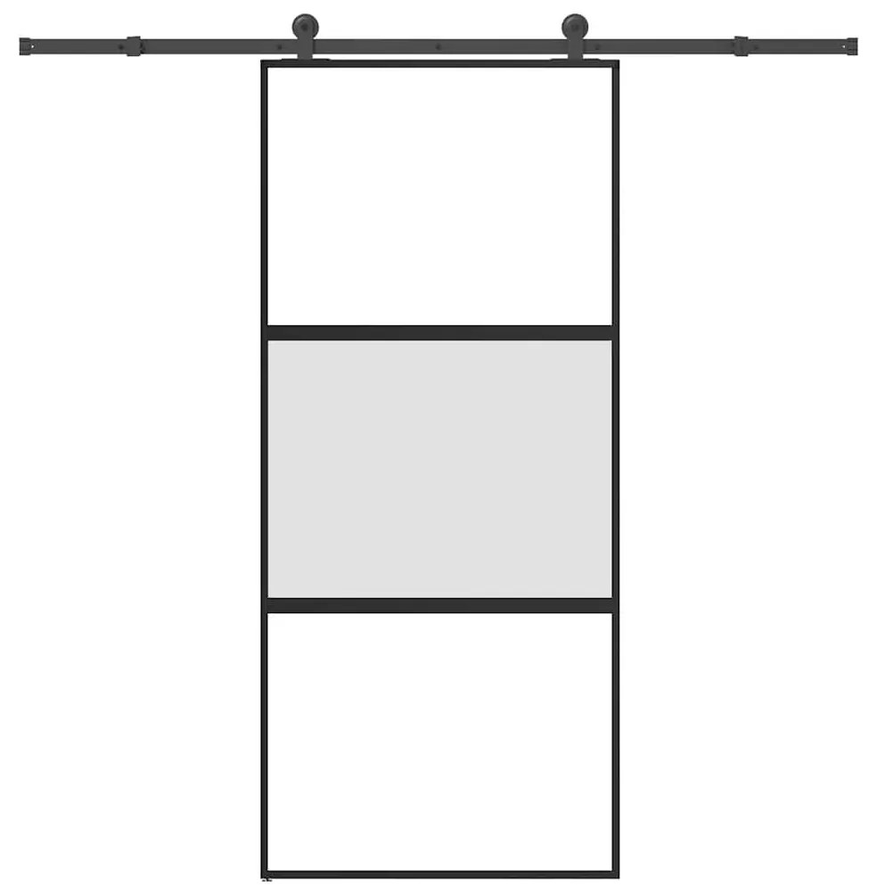 Tolóajtó vasalattal 90x205 cm edzett üveg&amp;Alumínium