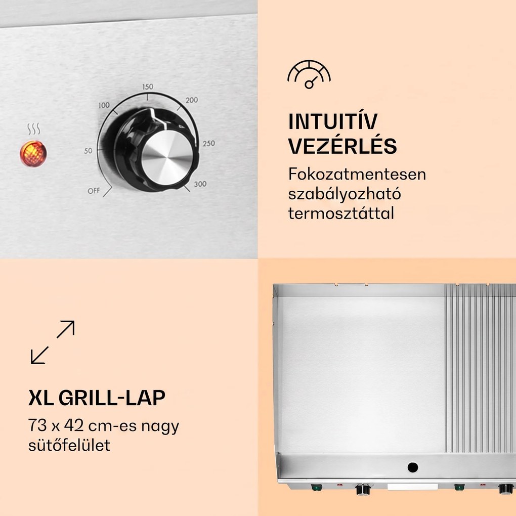 Klarstein Grillmeile 4400, elektromos grill, 2 x 2200 W, rozsdamentes acél grill lap