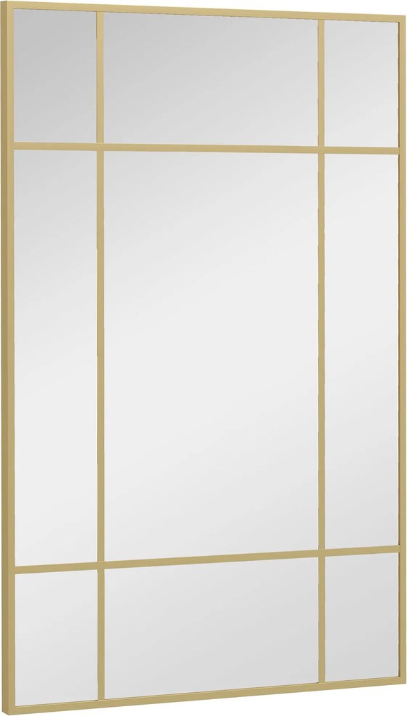 HOMCOM 90x60 cm-es Téglalap Tükör Fém Kerettel - Dekoratív Tükör Nappaliba, Hálószobába, Előszoba Arany | Aosom
