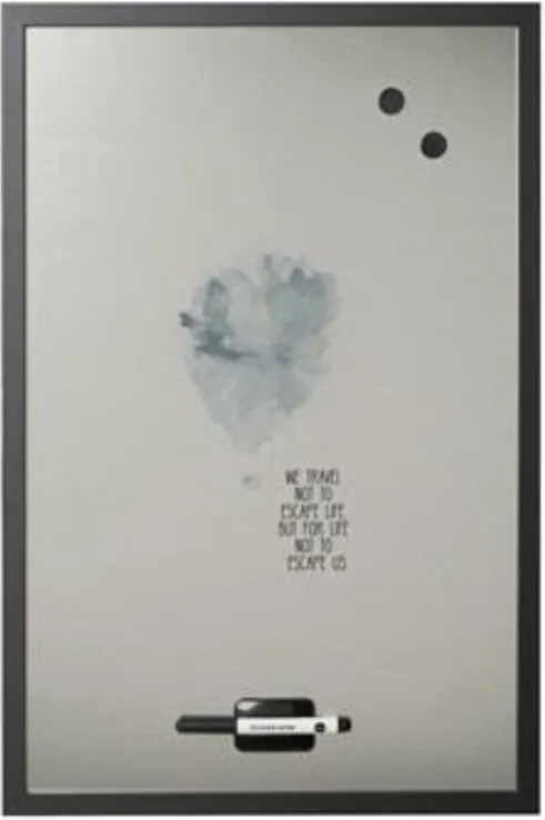 Üzenőtábla, ezüst, mágneses, 40x60 cm, fekete fa keret, VICTORIA VISUAL, Travel (VVBT04)