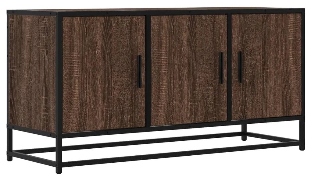 barna tölgy színű szerelt fa és fém TV-szekrény 100x35x50 cm