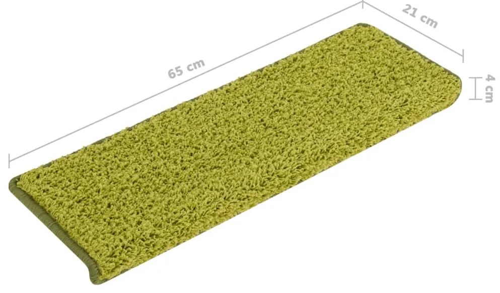 15 db zöld lépcsőszőnyeg, téglalap alakú széllel, 65 x 21 x 4 cm