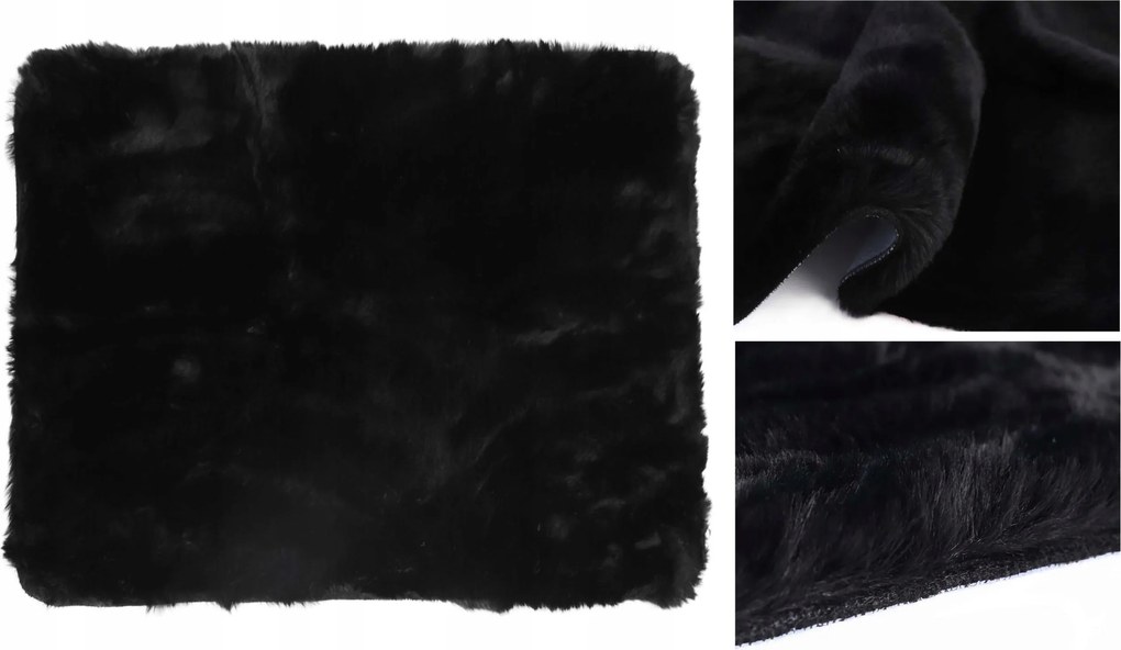 Fürdőszobaszőnyeg Rabbit Bársony Nyuszi Haj Fekete Mosható 60x100cm