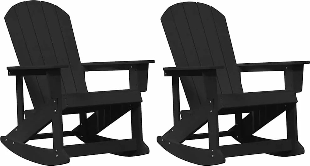 vidaXL Adirondack hintás székek 2 pcs Fekete HDPE