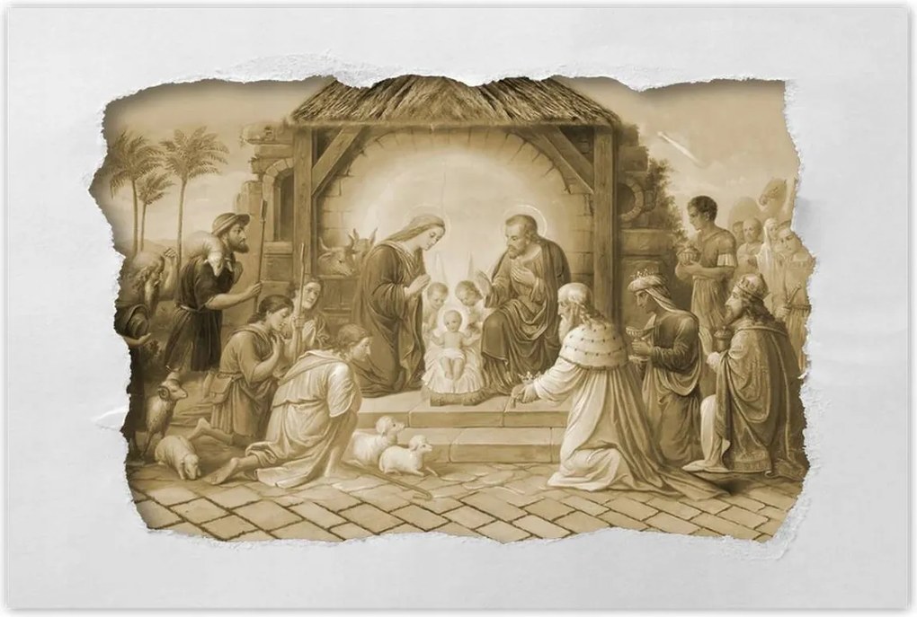 Poszterek 90x60 Szépia színű jászol