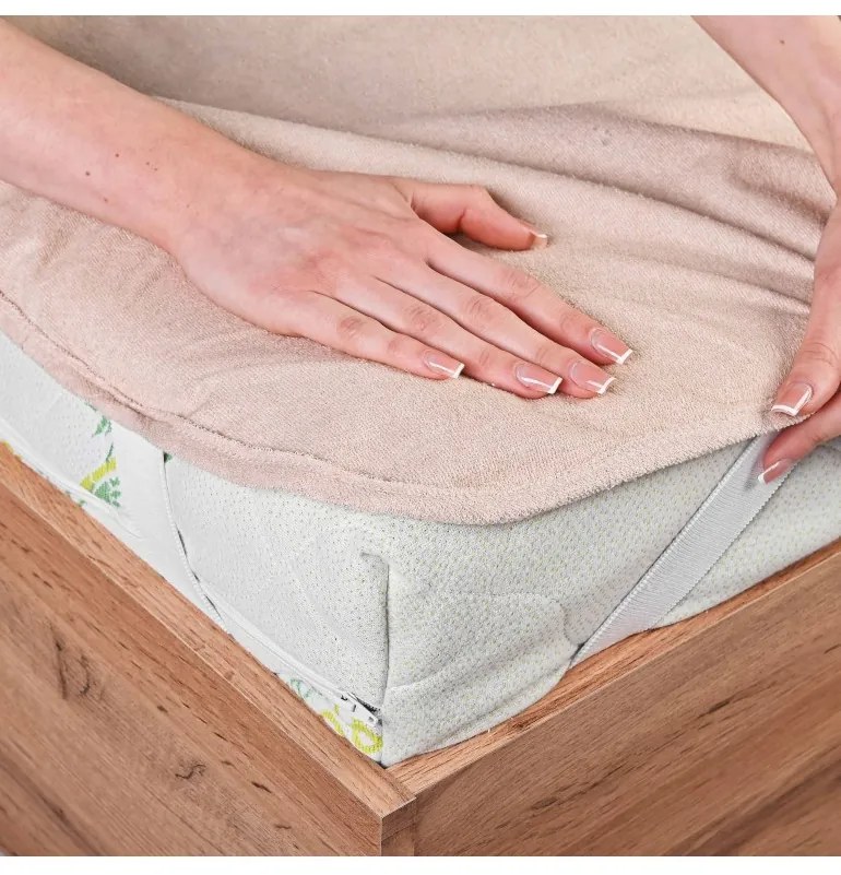 EMI krémszínű vízhatlan lepedő gumiszalaggal, 90x200 cm