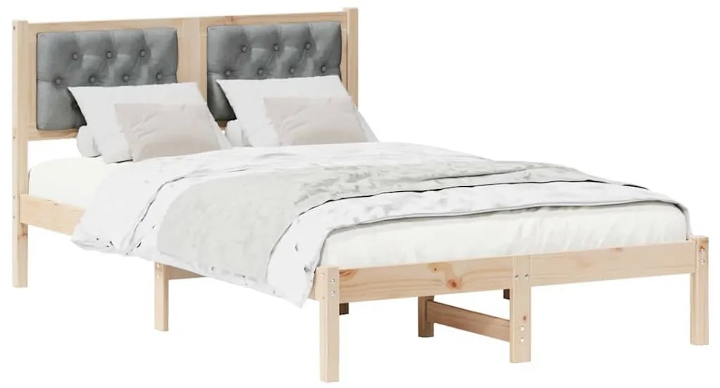 Ágykeret fejtámlával Világosszürke 135 x 190 cm szövet