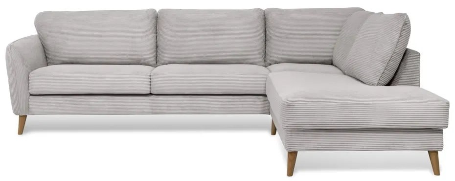 Világosszürke kordbársony sarokkanapé (jobb oldali) Paris – Scandic