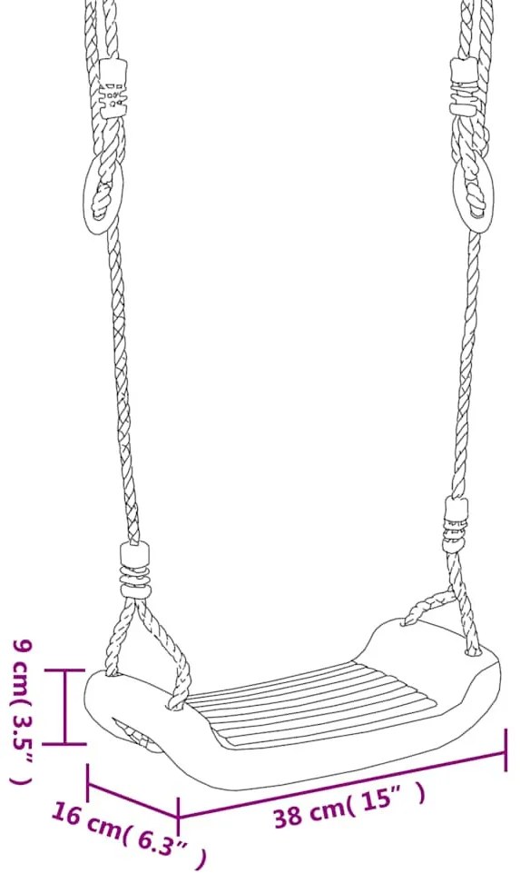 2 db kék polietilén hinta kötéllel 38 x 16 cm