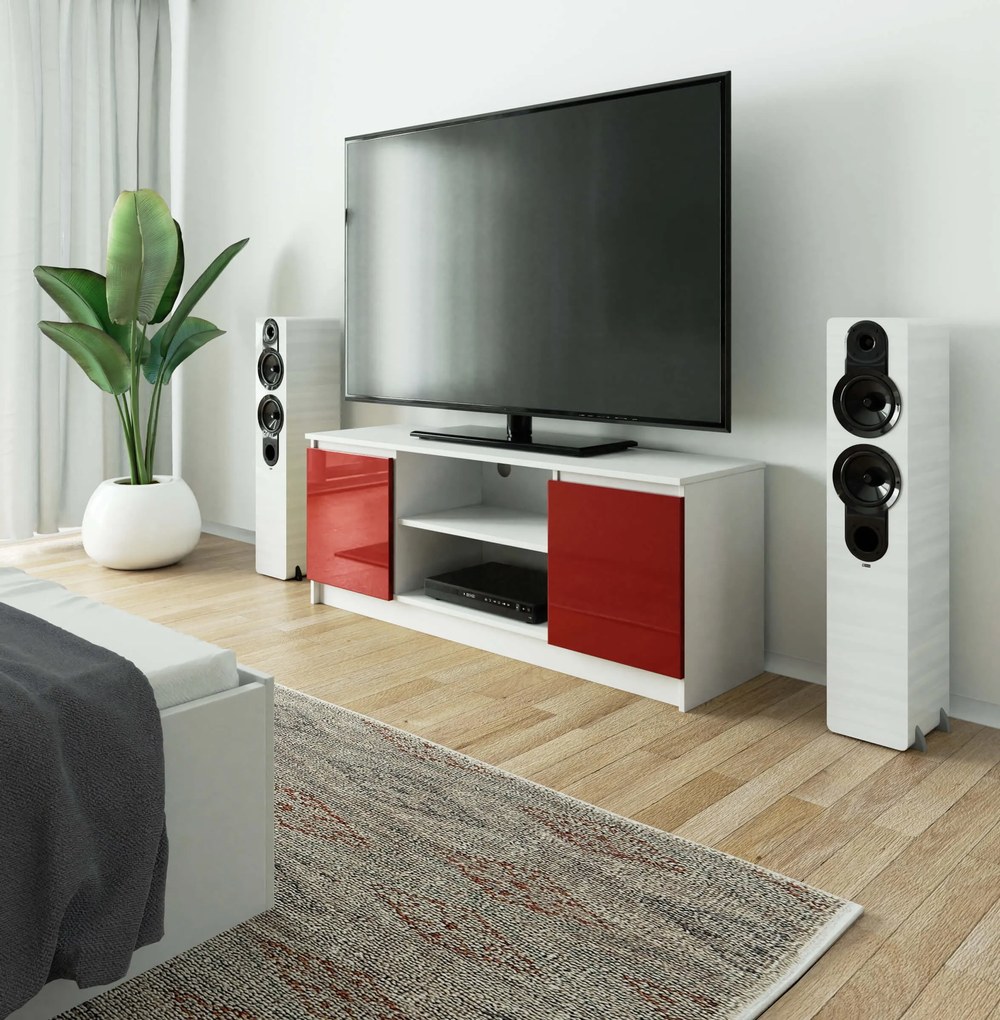 TV asztal Dariel  (fehér + fényes piros). 1069771