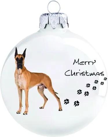 Német dog porcelán fehér 8cm - Karácsonyfadísz