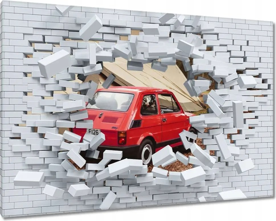 Vászonkép 90x60 Piros kisautó Fiat 126p