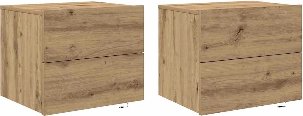 vidaXL Éjjeliszekrény 2 pcs Artisan tölgy 50 x 39 x 41 cm Faanyag