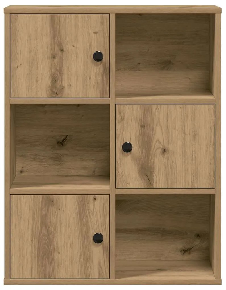 kézműves tölgy színű szerelt fa könyvespolc 60x24x76,5 cm