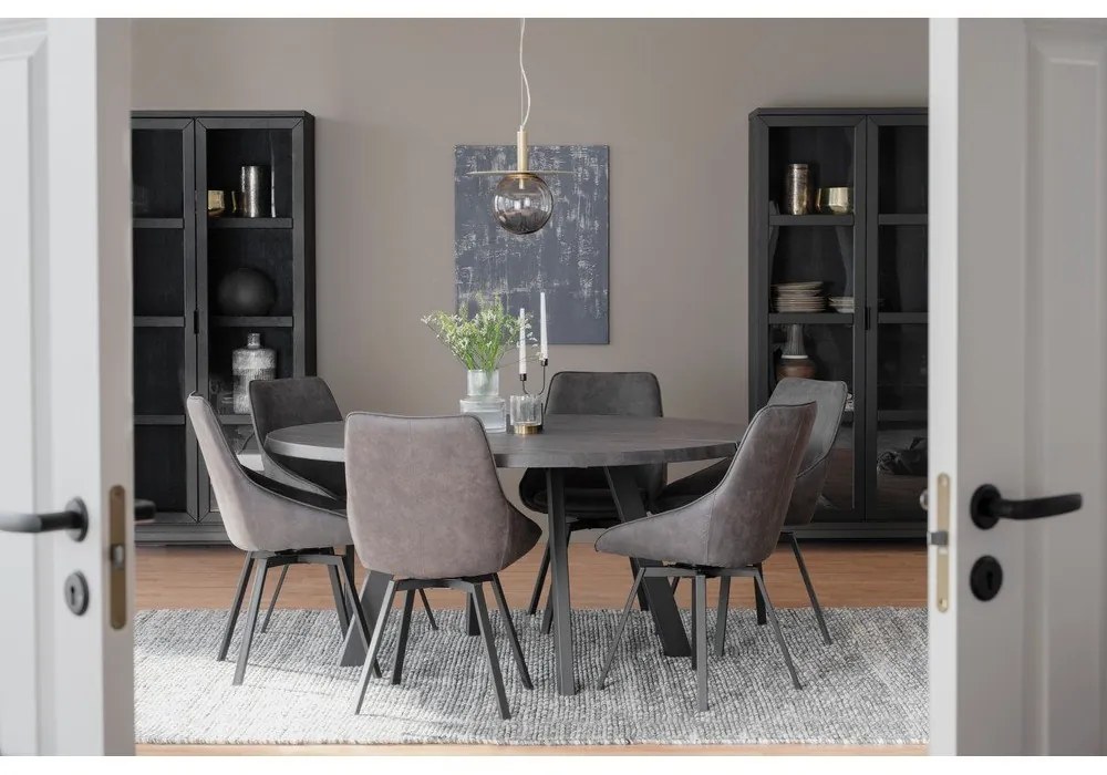 Fekete tölgyfa tálalószekrény 95x195 cm Everett - Rowico