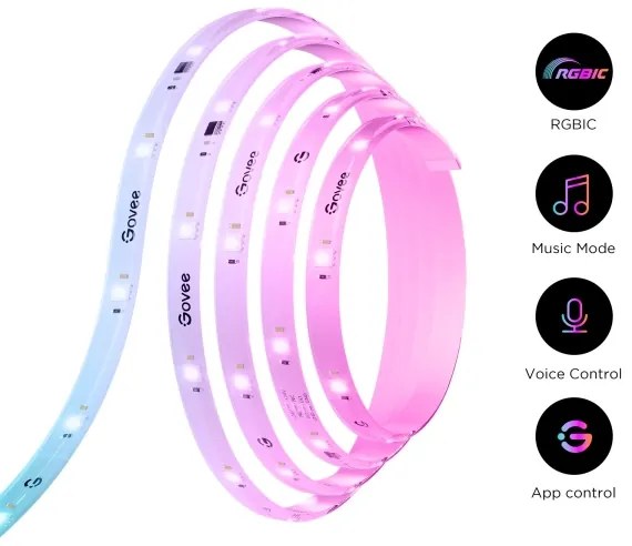 Govee - Wi-Fi RGBICW Smart PRO LED szalag 10m MATTER - extra tartós